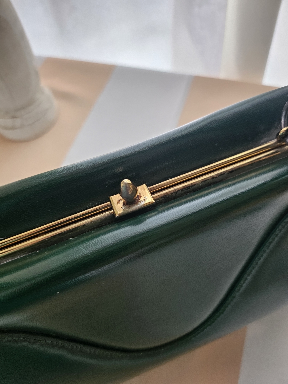 Dark Kelly Green Structured Top Handle Satchel Handbag Quilted Leather - Picture 2 of 15
